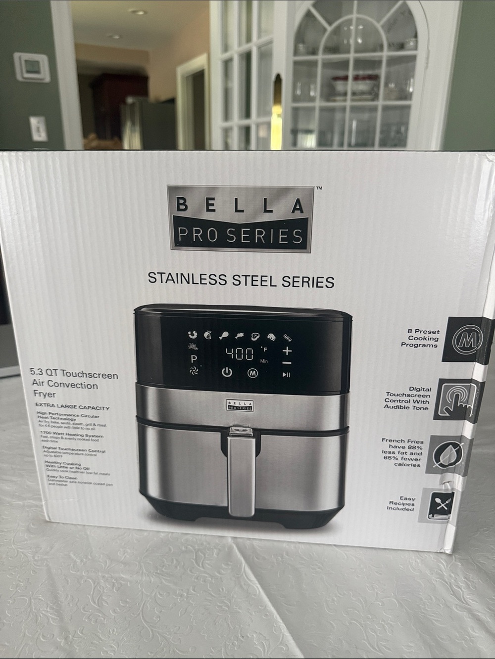 NWT BELLA Pro Series Stainless Steel 5.3 QT Touchscreen Air Fryer - Silver - Picture 3 of 5